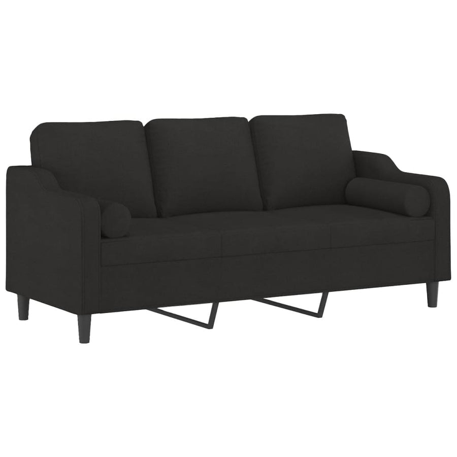 Driezitsbank Met Sierkussens Stof 180 cm Zwart