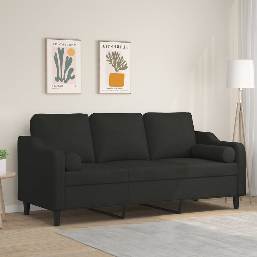 Driezitsbank Met Sierkussens Stof 180 cm Zwart