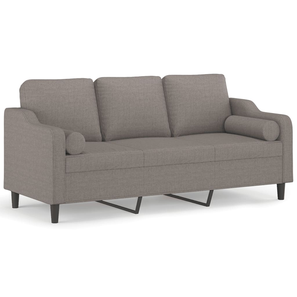 Driezitsbank Met Sierkussens Stof 180 cm Taupe