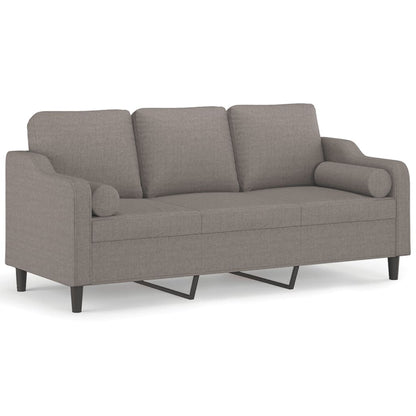 Driezitsbank Met Sierkussens Stof 180 cm Taupe