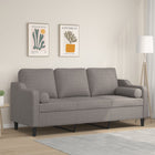 Three-seater sofa with decorative cushions 180 cm fabric taupe