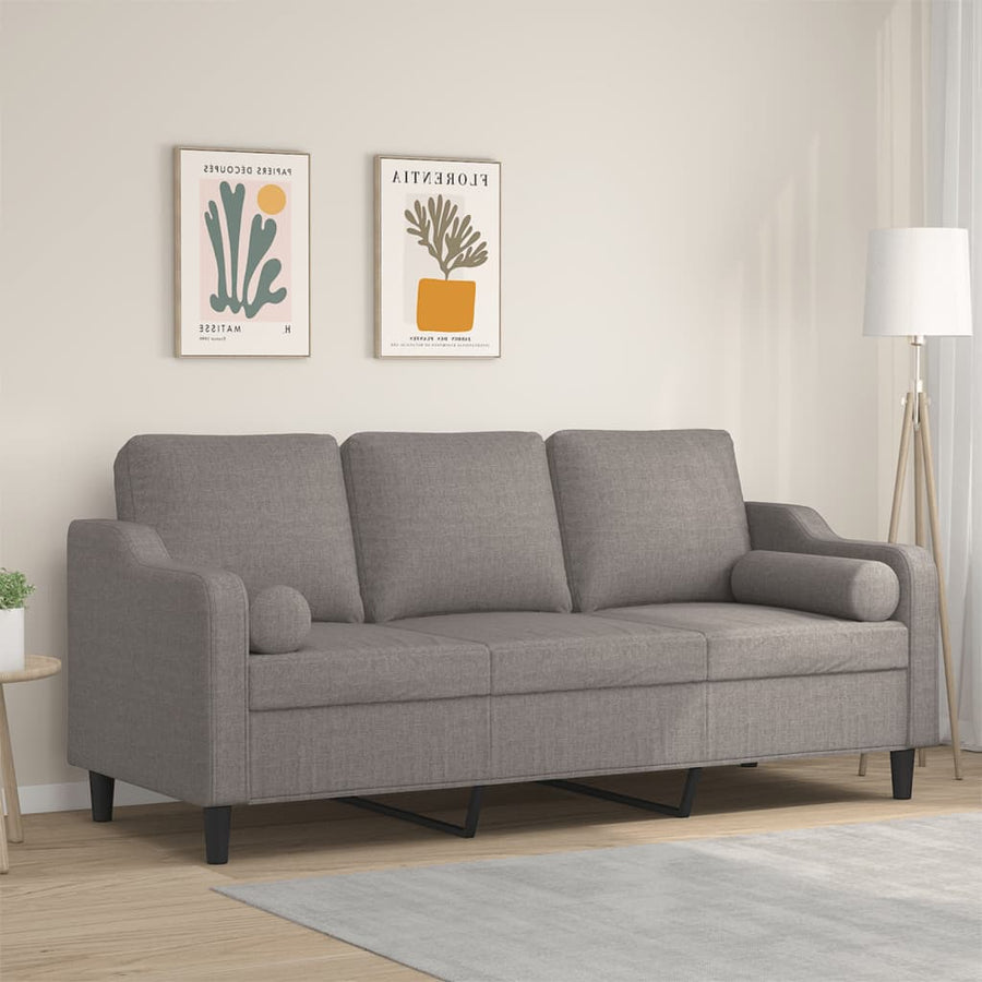 Driezitsbank Met Sierkussens Stof 180 cm Taupe