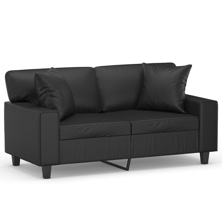 Tweezitsbank Met Sierkussens Kunstleer 120 cm Zwart