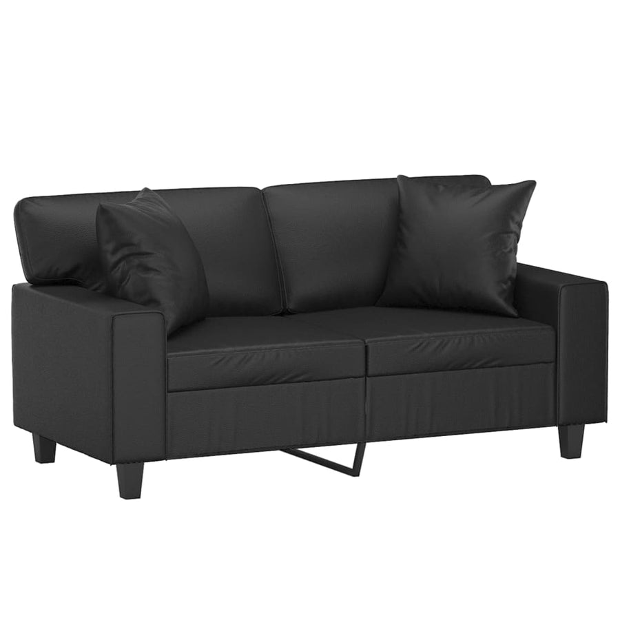 Tweezitsbank Met Sierkussens Kunstleer 120 cm Zwart