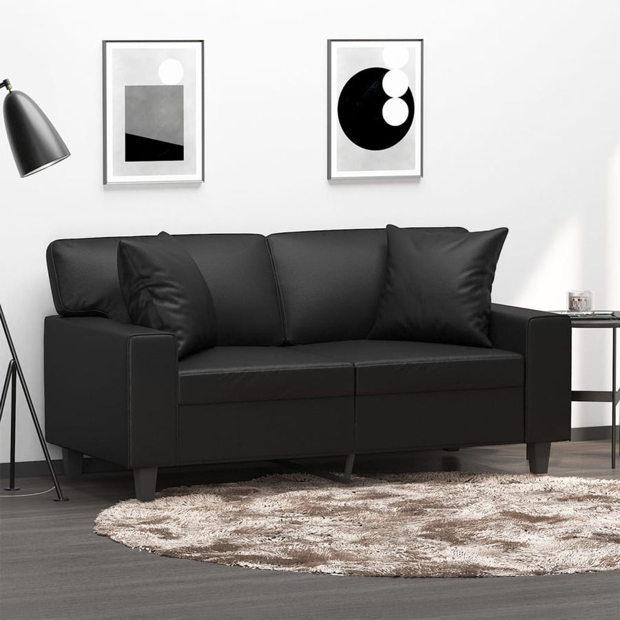 Tweezitsbank Met Sierkussens Kunstleer 120 cm Zwart