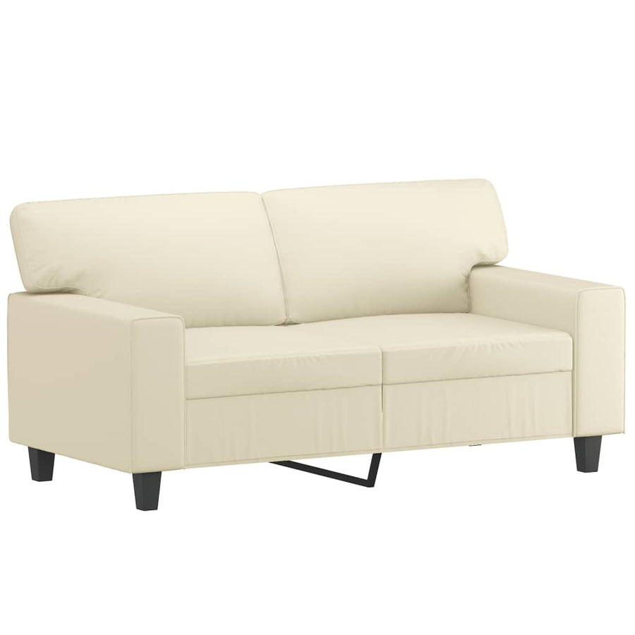 Tweezitsbank met sierkussens 120 cm kunstleer crèmekleurig