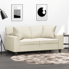 Two-seater sofa with throw pillows 120 cm faux leather cream