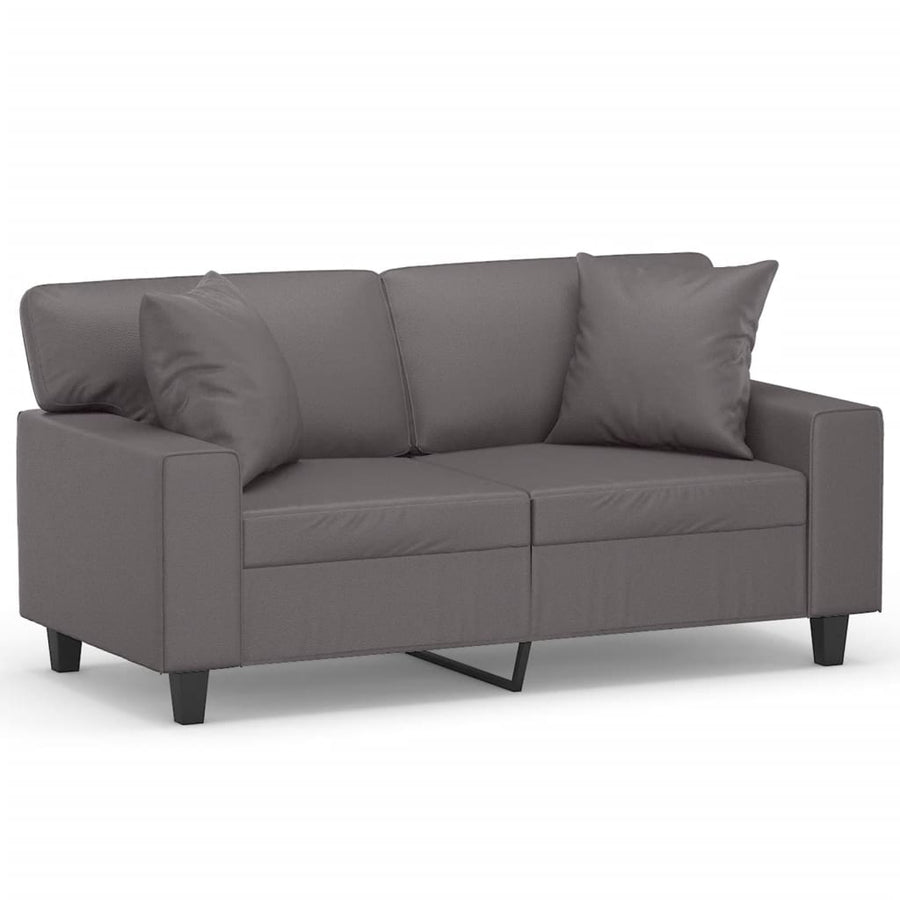 Tweezitsbank Met Sierkussens Kunstleer 120 cm Grijs