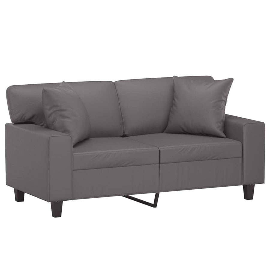 Tweezitsbank Met Sierkussens Kunstleer 120 cm Grijs