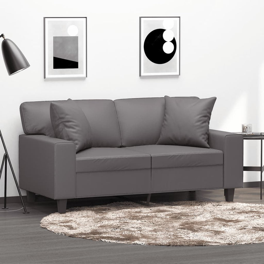 Tweezitsbank Met Sierkussens Kunstleer 120 cm Grijs