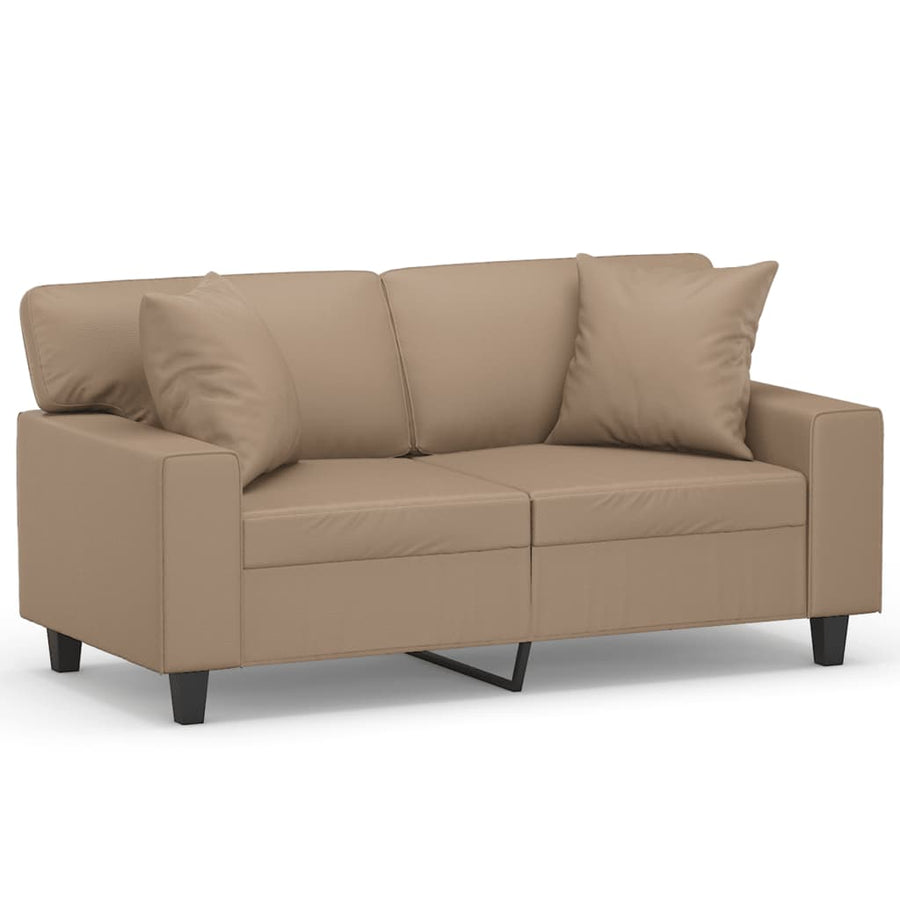 Tweezitsbank met sierkussens 120 cm kunstleer cappuccinokleurig 120 cm Cappuccino