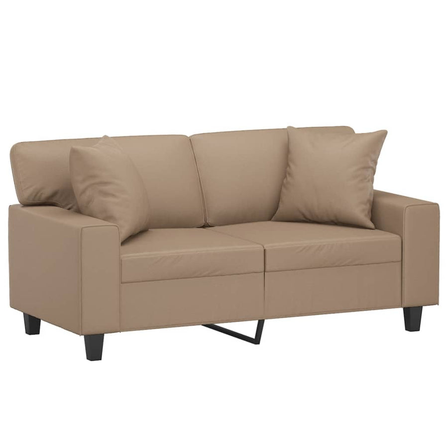 Tweezitsbank met sierkussens 120 cm kunstleer cappuccinokleurig 120 cm Cappuccino