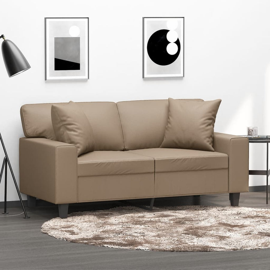 Tweezitsbank met sierkussens 120 cm kunstleer cappuccinokleurig 120 cm Cappuccino