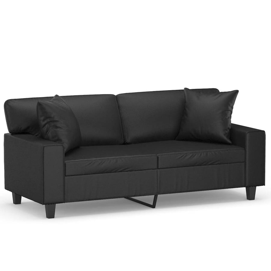 Tweezitsbank Met Sierkussens Kunstleer 140 cm Zwart