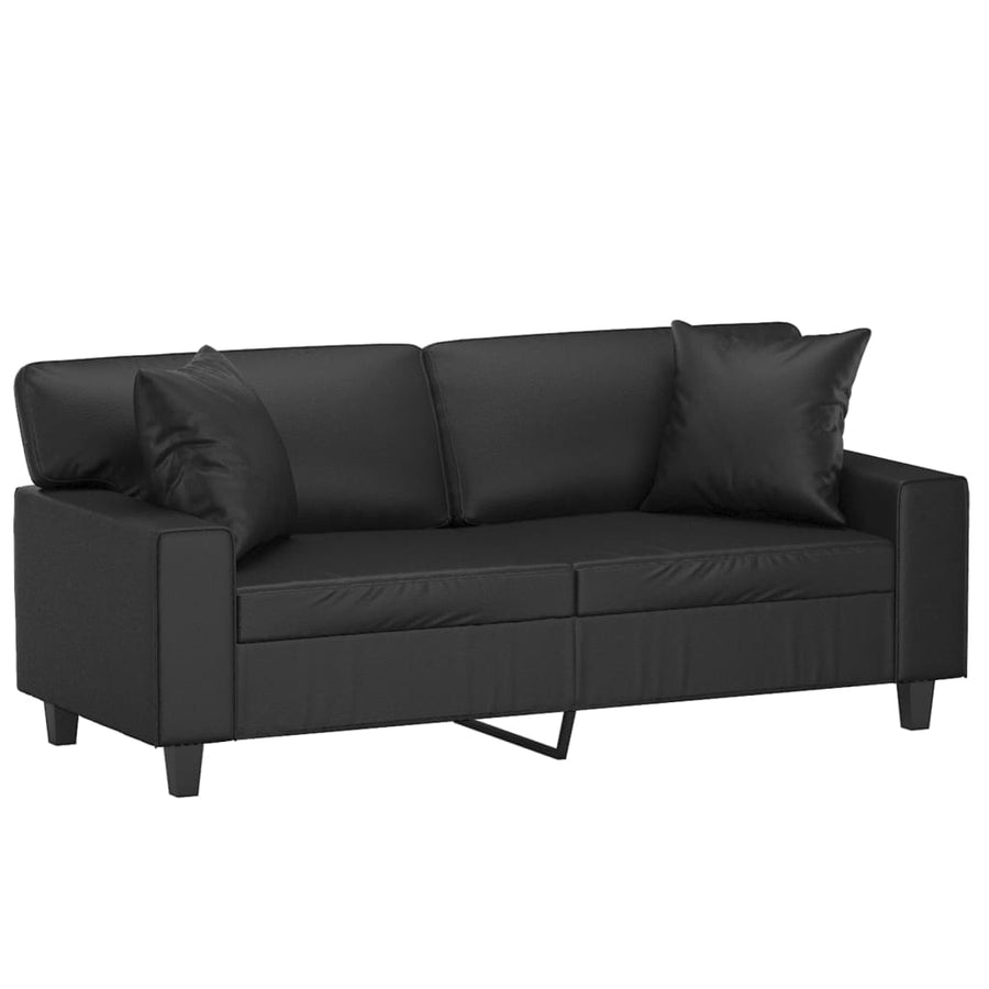 Tweezitsbank Met Sierkussens Kunstleer 140 cm Zwart