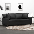Two-seater sofa with throw pillows 140 cm faux leather black