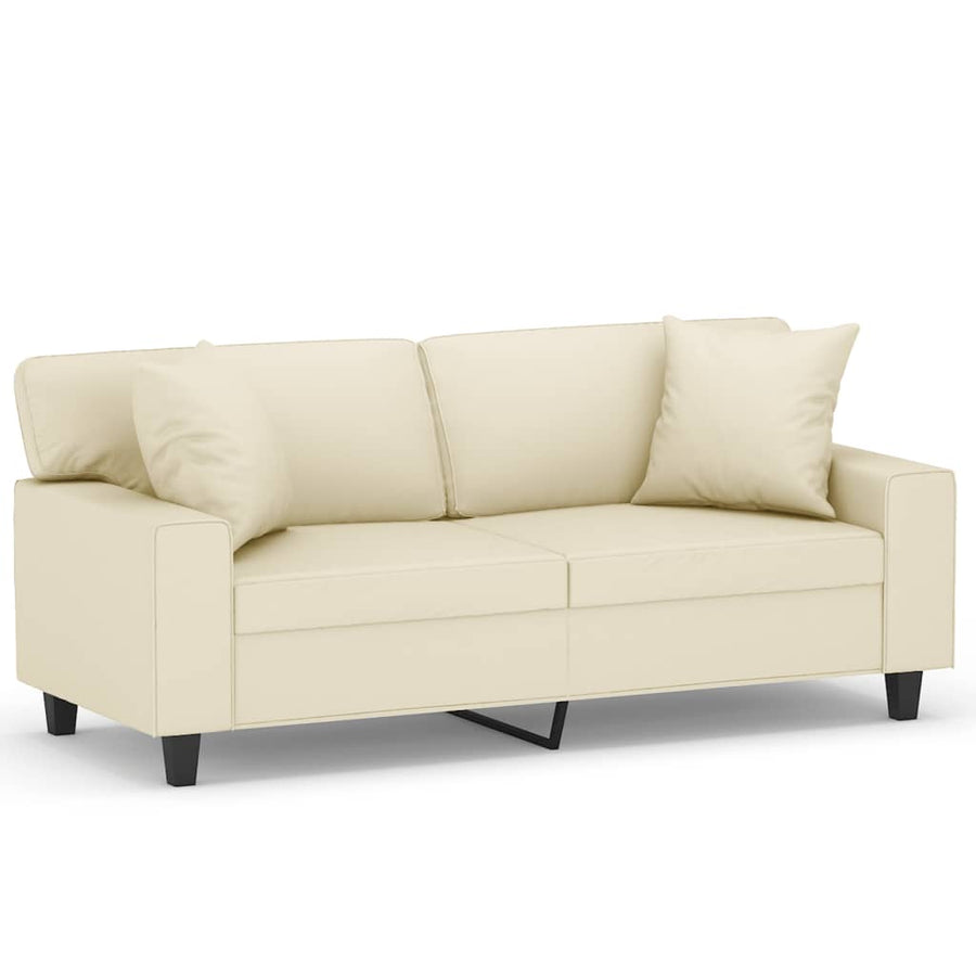 Tweezitsbank Met Sierkussens Kunstleer Kleurig 140 cm Crème