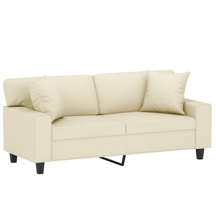 Tweezitsbank Met Sierkussens Kunstleer Kleurig 140 cm Crème