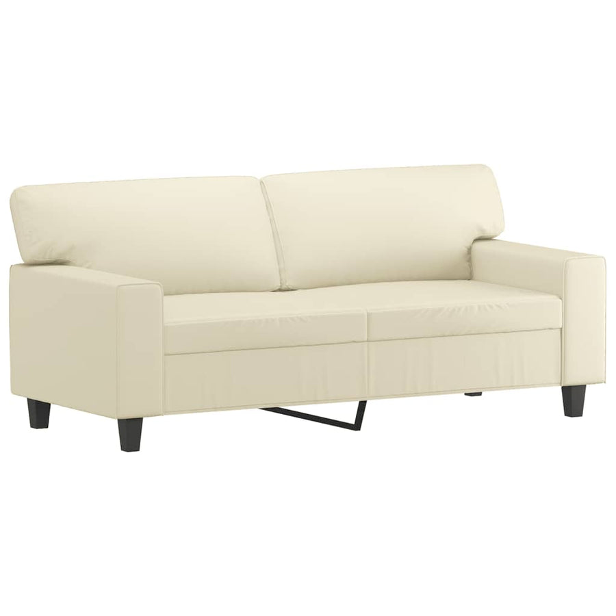 Tweezitsbank Met Sierkussens Kunstleer Kleurig 140 cm Crème