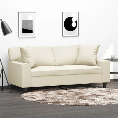 Tweezitsbank Met Sierkussens Kunstleer Kleurig 140 cm Crème