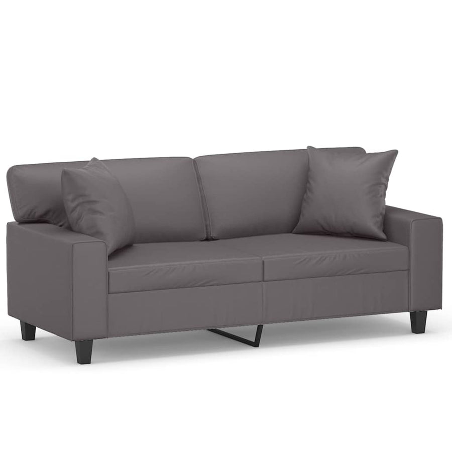 Tweezitsbank Met Sierkussens Kunstleer 140 cm Grijs