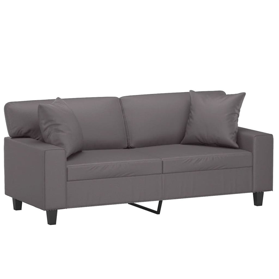 Tweezitsbank Met Sierkussens Kunstleer 140 cm Grijs
