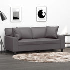 Two-seater sofa with throw pillows 140 cm faux leather grey