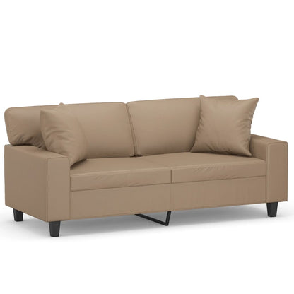Tweezitsbank Met Sierkussens Kunstleer Kleurig 140 cm Cappuccino
