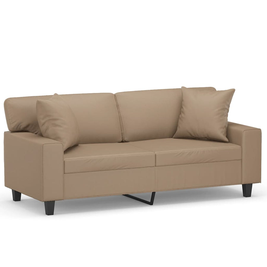 Tweezitsbank Met Sierkussens Kunstleer Kleurig 140 cm Cappuccino