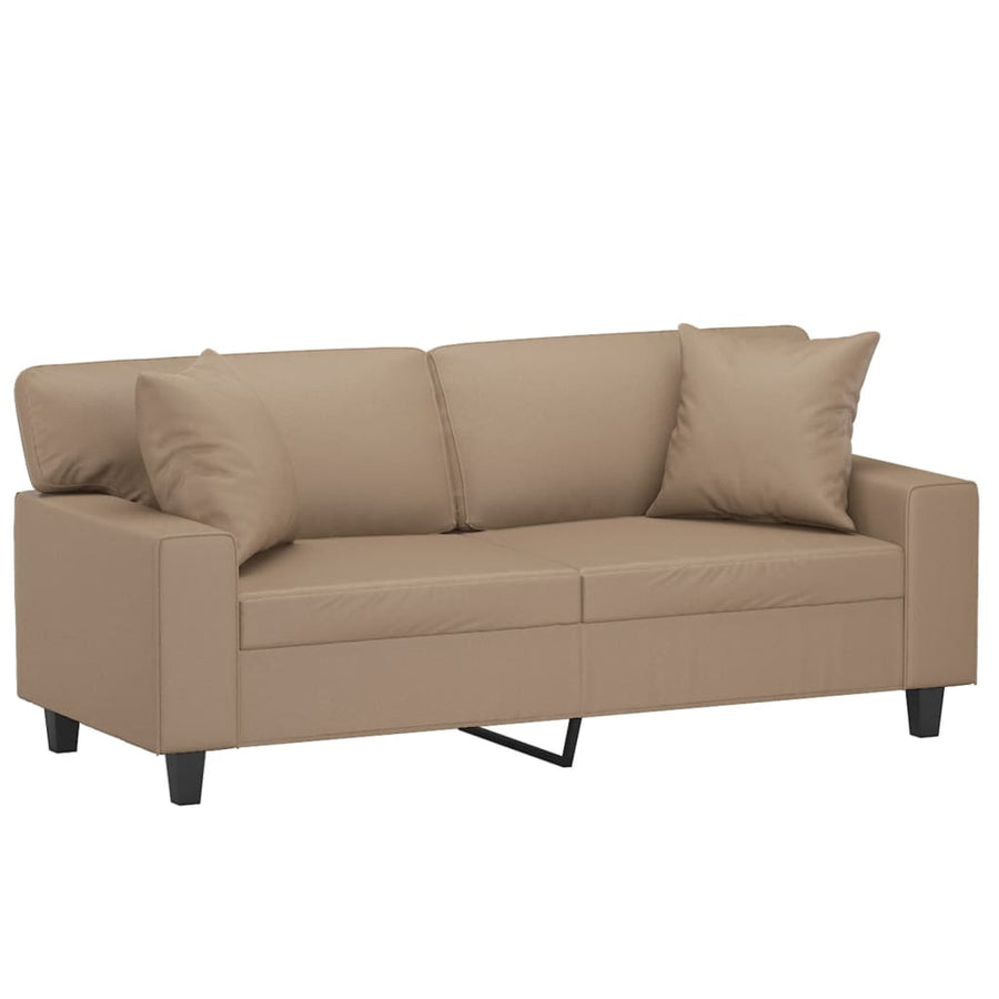 Tweezitsbank Met Sierkussens Kunstleer Kleurig 140 cm Cappuccino