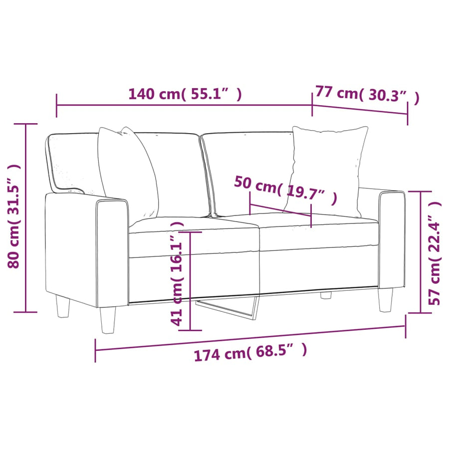Tweezitsbank Met Sierkussens Kunstleer Kleurig 140 cm Cappuccino