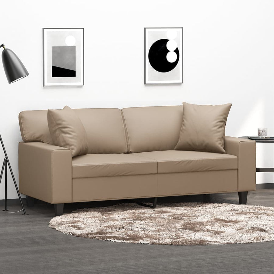 Tweezitsbank Met Sierkussens Kunstleer Kleurig 140 cm Cappuccino