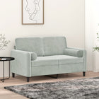 Two-seater sofa with throw pillows 120 cm velvet light grey