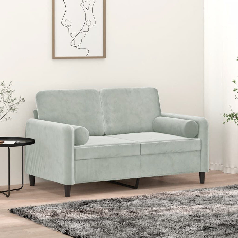 Tweezitsbank Met Sierkussens Fluweel 120 cm Lichtgrijs