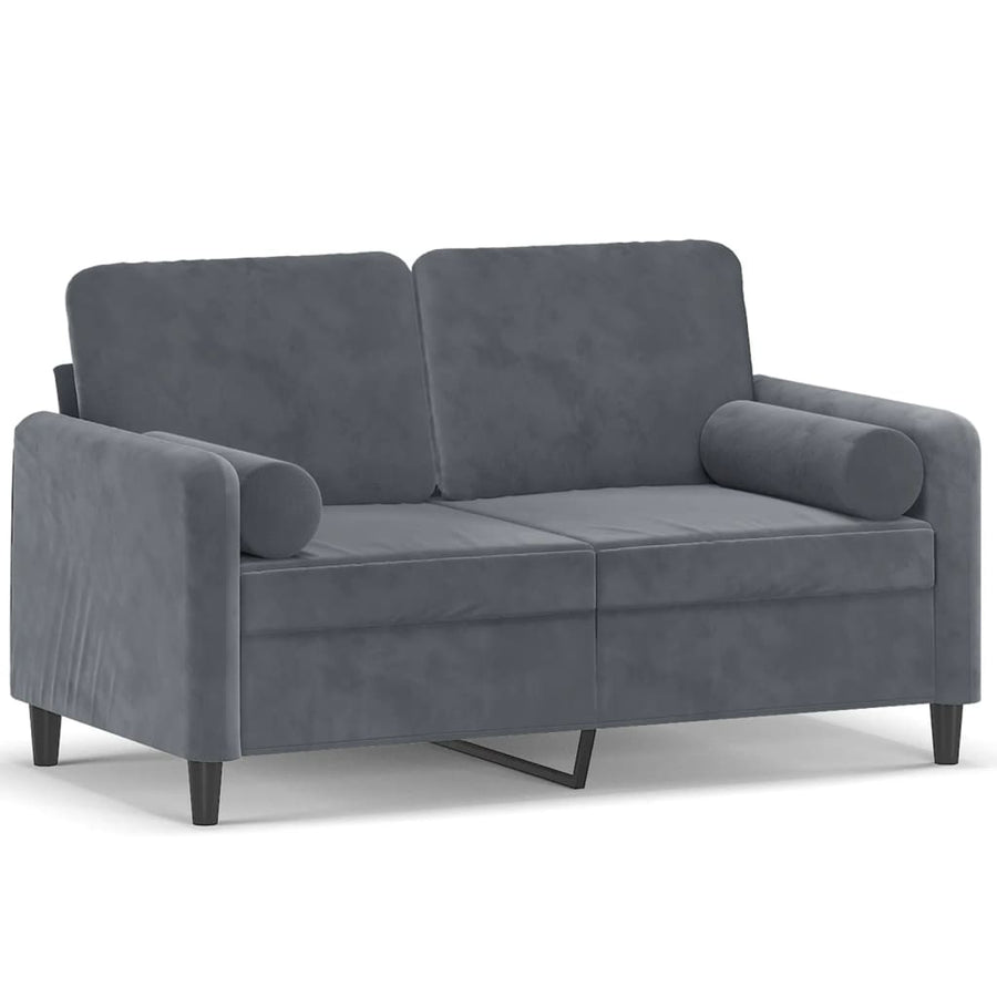 Tweezitsbank Met Sierkussens Fluweel 120 cm Donkergrijs