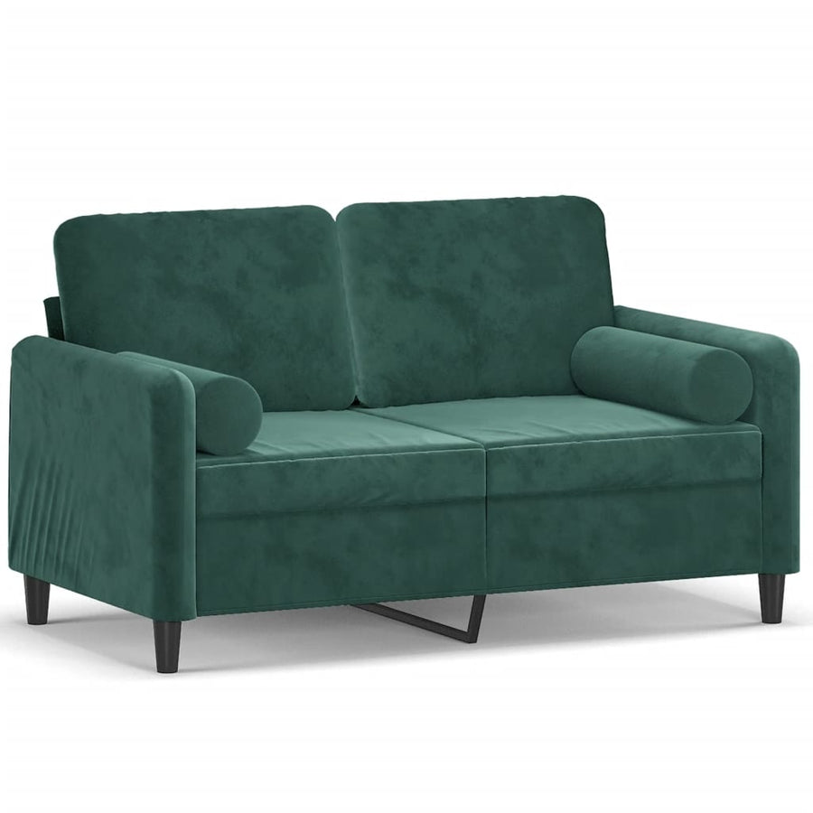 Tweezitsbank Met Sierkussens Fluweel 120 cm Donkergroen