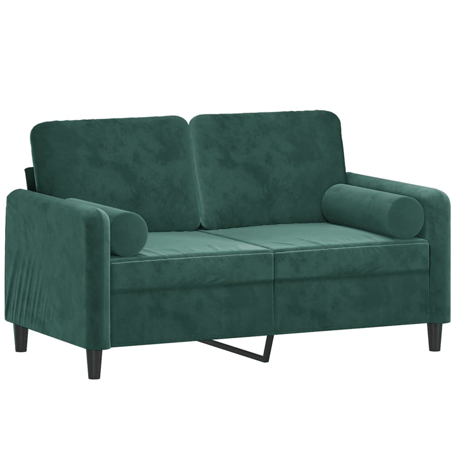 Tweezitsbank Met Sierkussens Fluweel 120 cm Donkergroen