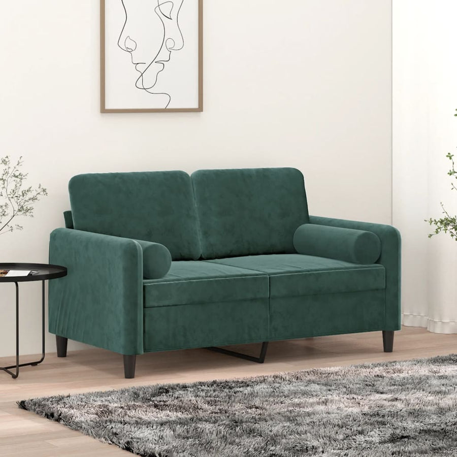 Tweezitsbank Met Sierkussens Fluweel 120 cm Donkergroen