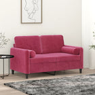 Tweezitsbank 120 cm fluweel wijnrood