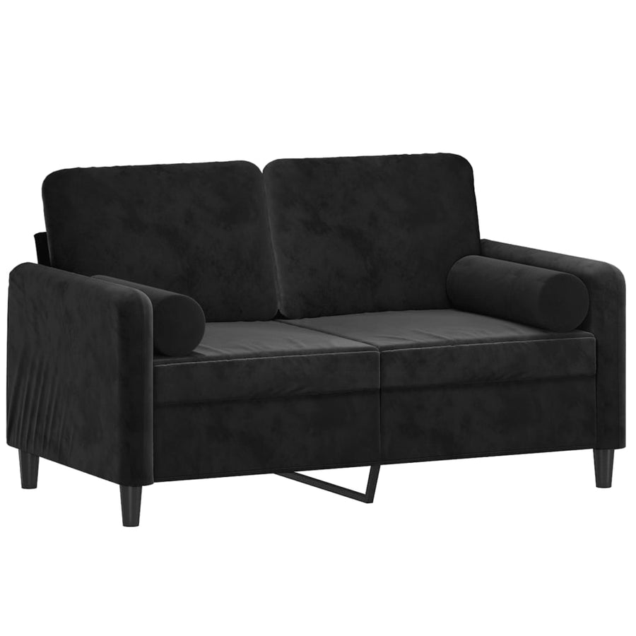 Tweezitsbank Met Sierkussens Fluweel 120 cm Zwart