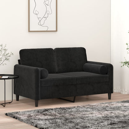 Tweezitsbank Met Sierkussens Fluweel 120 cm Zwart