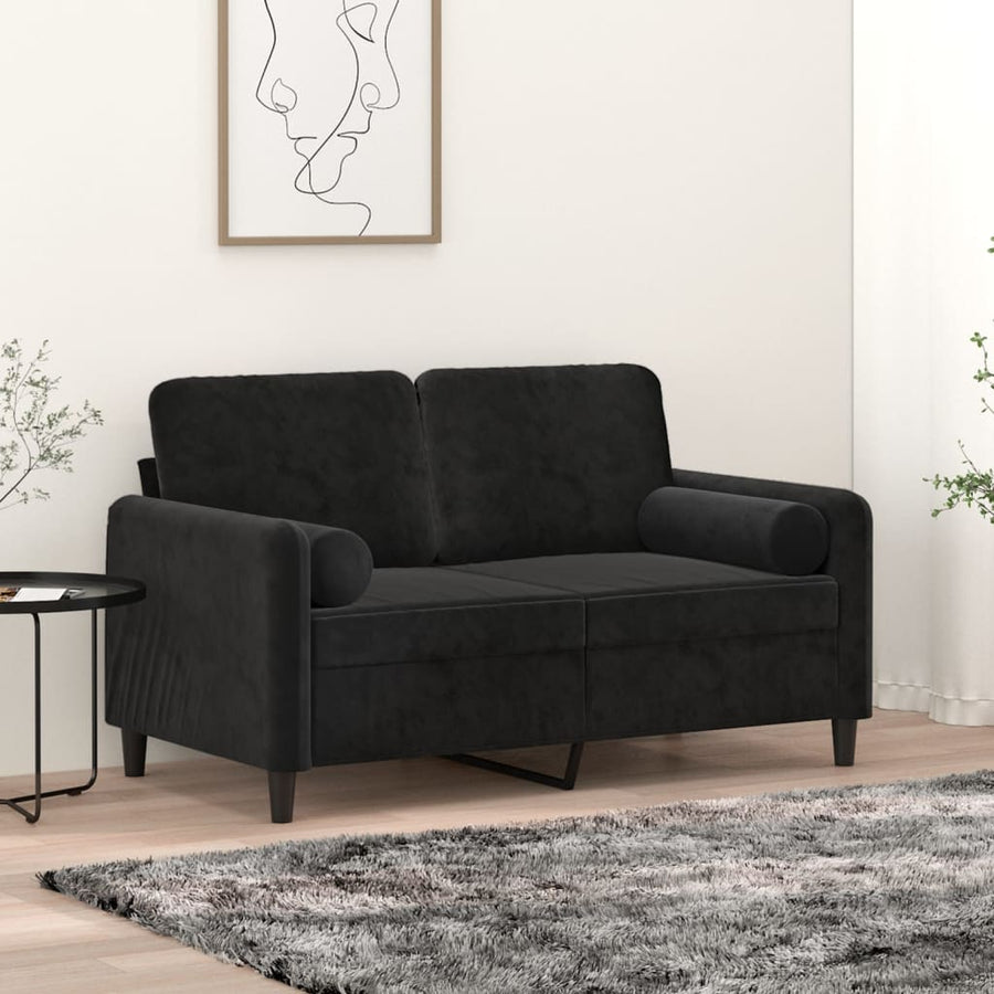 Tweezitsbank Met Sierkussens Fluweel 120 cm Zwart