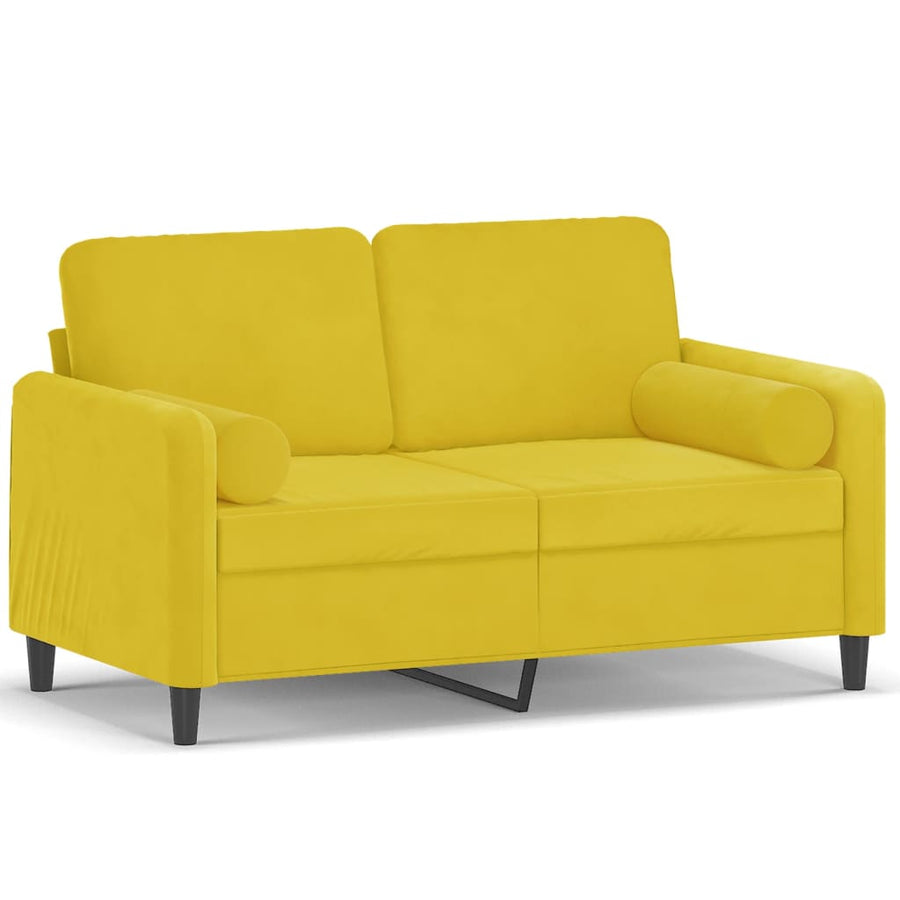 Tweezitsbank Met Sierkussens Fluweel 120 cm Geel