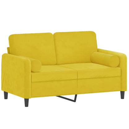 Tweezitsbank Met Sierkussens Fluweel 120 cm Geel