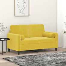 Tweezitsbank Met Sierkussens Fluweel 120 cm Geel