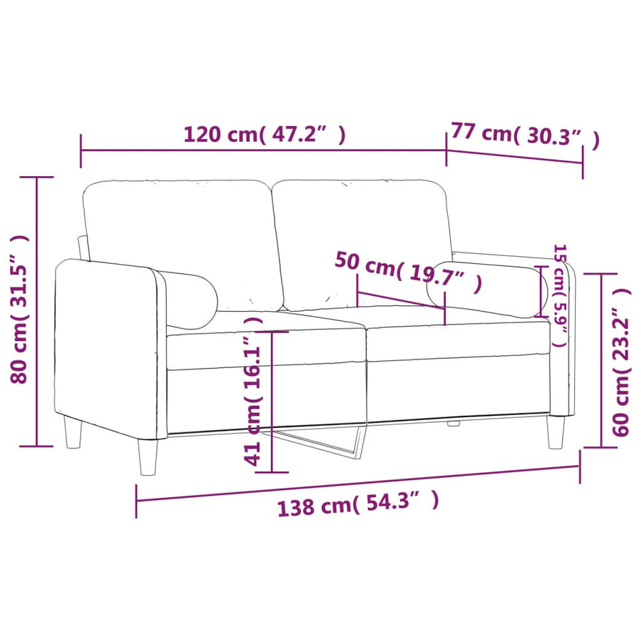 Tweezitsbank Met Sierkussens Fluweel 120 cm Bruin