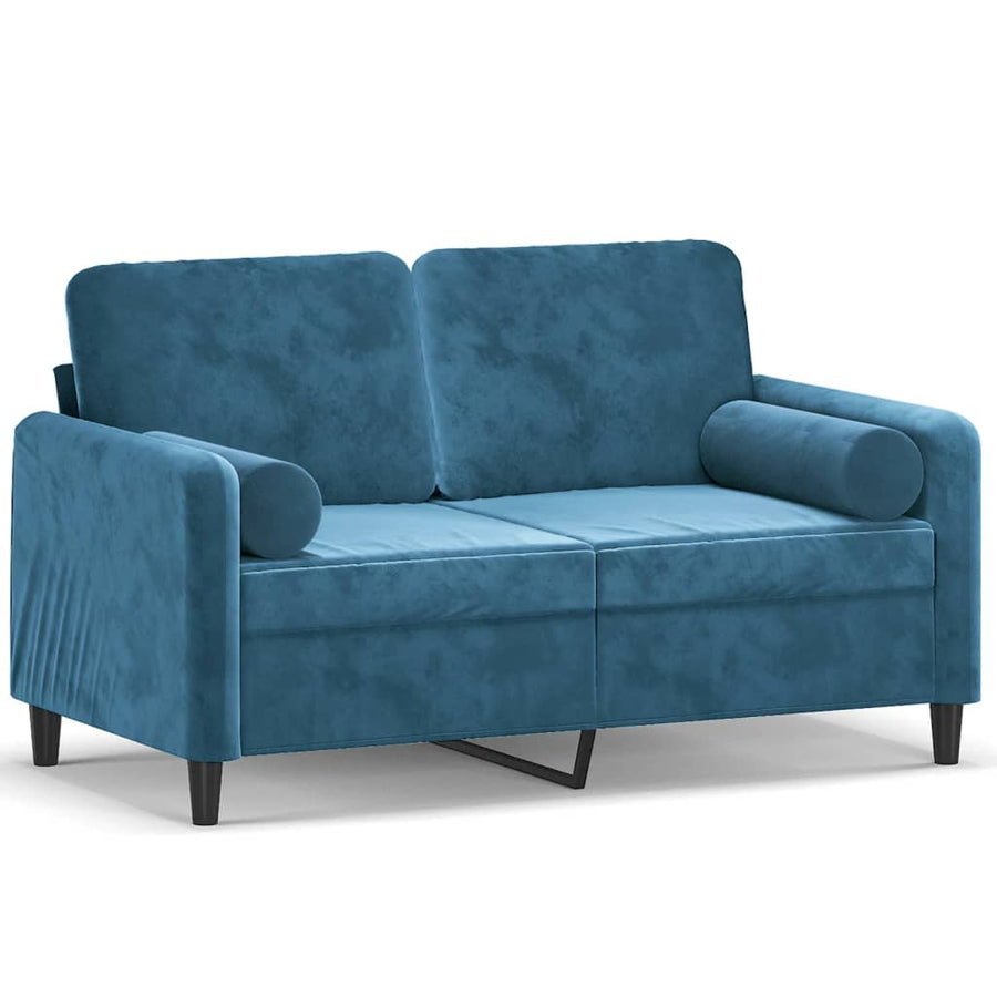 Tweezitsbank Met Sierkussens Fluweel 120 cm Blauw