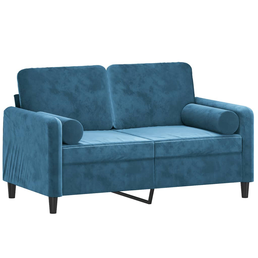 Tweezitsbank Met Sierkussens Fluweel 120 cm Blauw