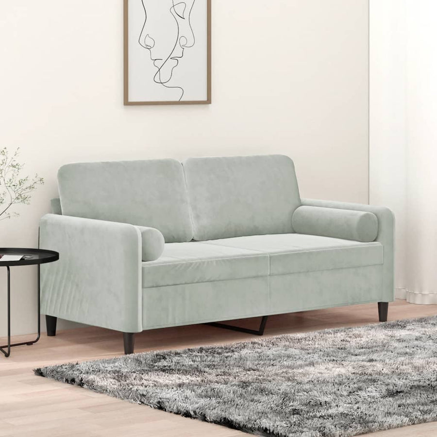 Tweezitsbank Met Sierkussens Fluweel 140 cm Lichtgrijs