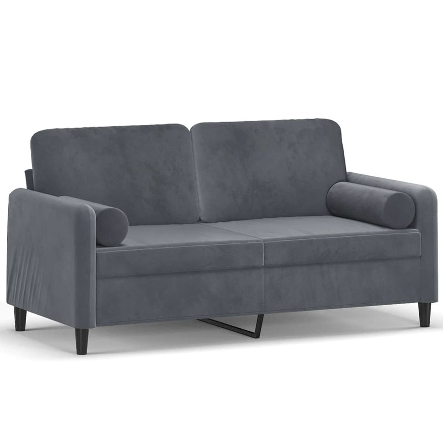 Tweezitsbank Met Sierkussens Fluweel 140 cm Donkergrijs